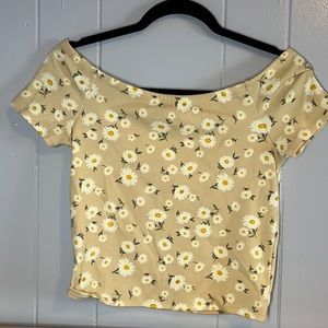 Off the shoulder floral shirt